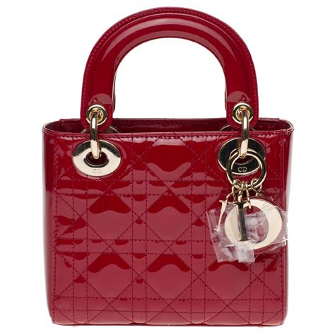 lady dior bag patent red|Lady Dior patent bag.